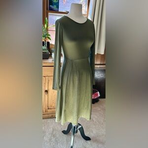 Olive Green Knit Long Sleeve Dress